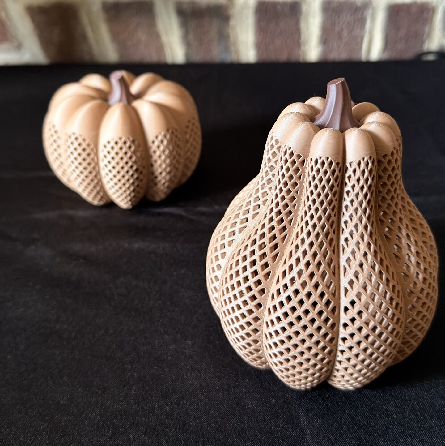 3D Printed LED Tea Light Pumpkin – Lattice Mesh Design – PLA Orange or Matte Light Brown - Image 2