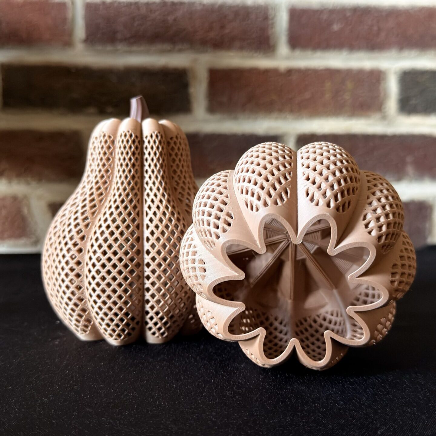 3D Printed LED Tea Light Pumpkin – Lattice Mesh Design – PLA Orange or Matte Light Brown - Image 3
