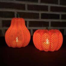 3D Printed LED Tea Light Pumpkin – Lattice Mesh Design – PLA Orange or Matte Light Brown