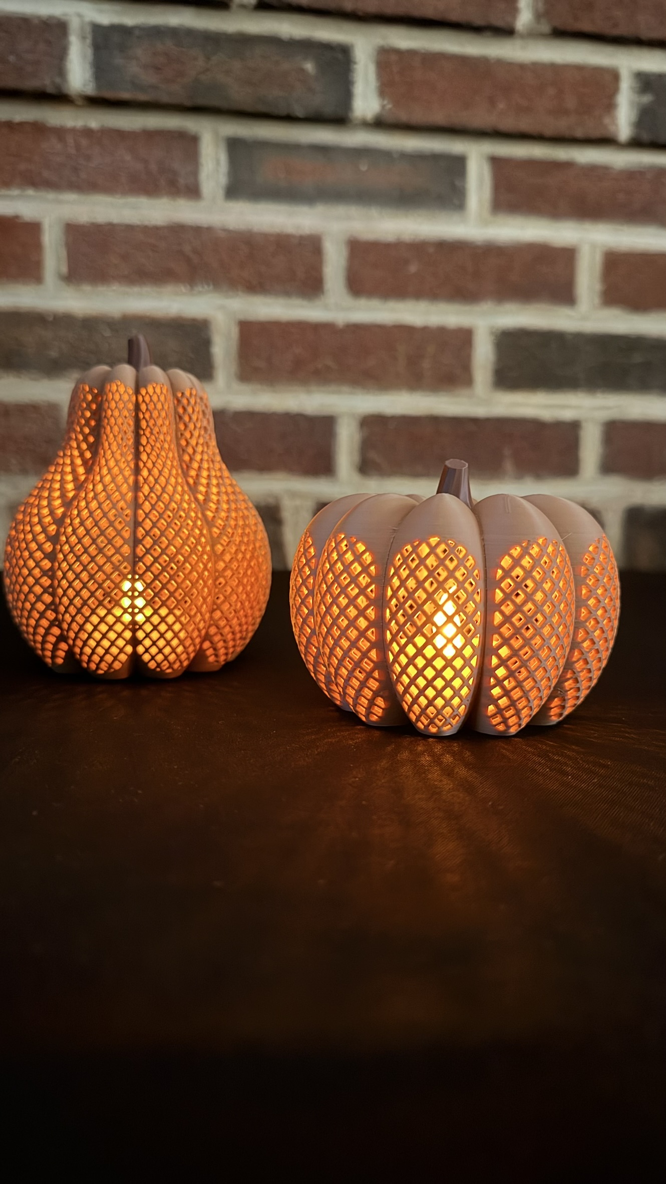 3D Printed LED Tea Light Pumpkin – Lattice Mesh Design – PLA Orange or Matte Light Brown - Image 7