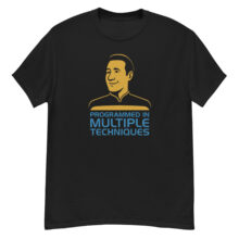 Programmed in Multiple Techniques Shirt – Minimalist Sci-Fi Tee