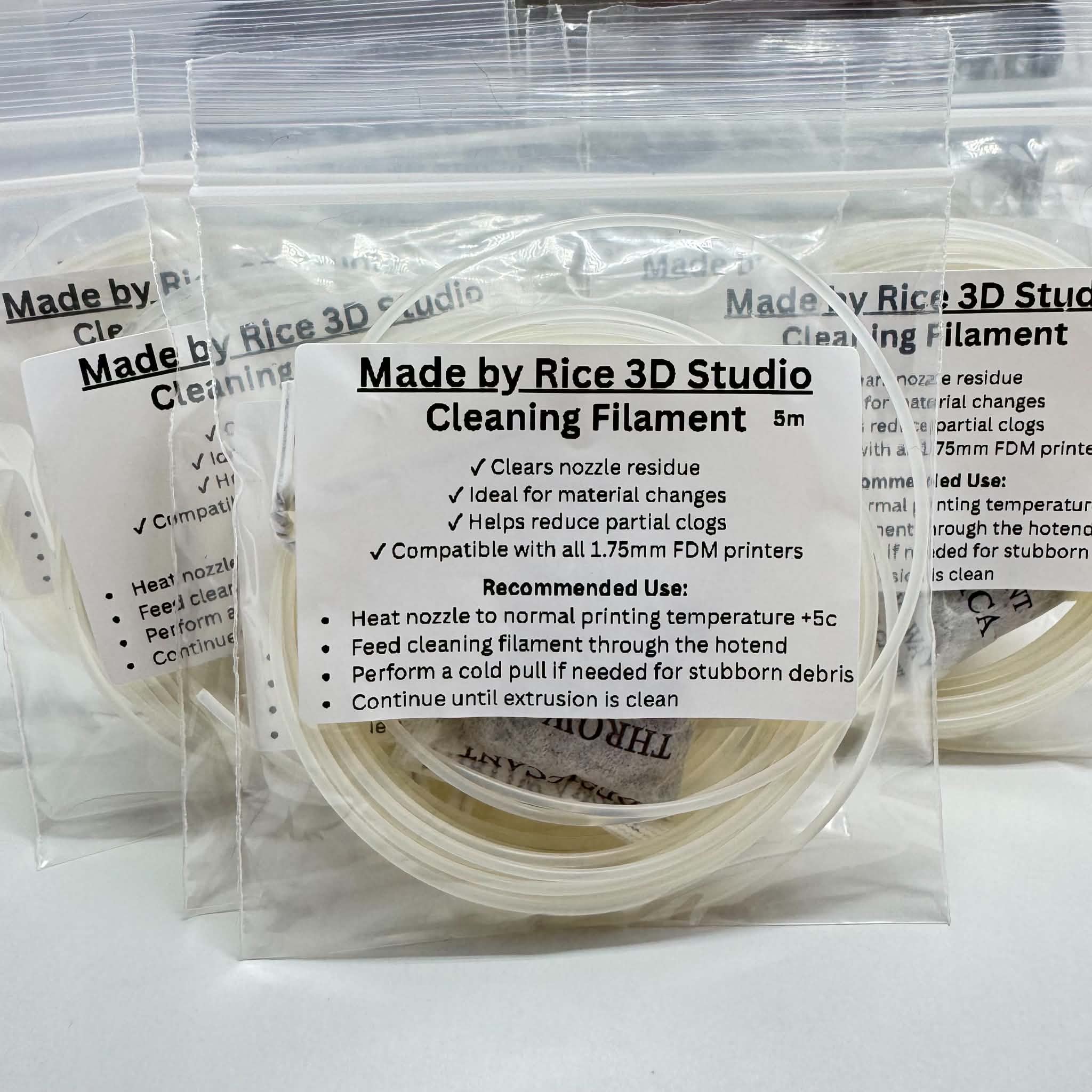 Premium 3D Printer Cleaning Filament - 5 Meter Pack - Made by Rice 3D Studio - Image 5