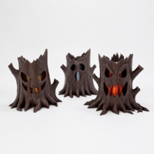 Illuminated Spooky Stump Decorations - LED Halloween Tealight Décor