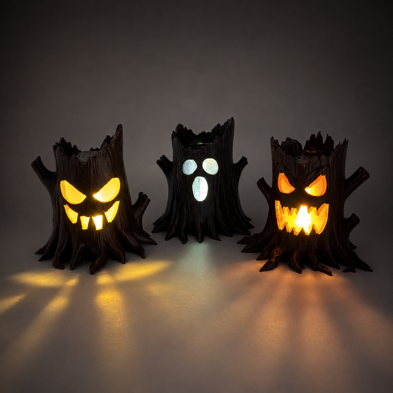 Illuminated Spooky Stump Decorations - LED Halloween Tealight Décor - Image 2