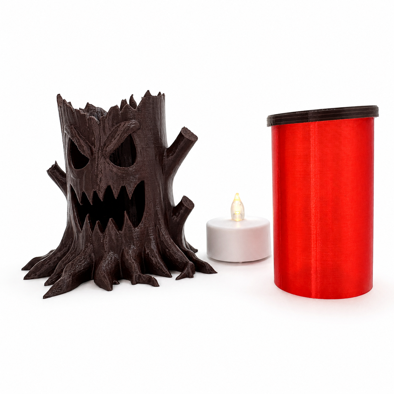 Illuminated Spooky Stump Decorations - LED Halloween Tealight Décor - Image 3